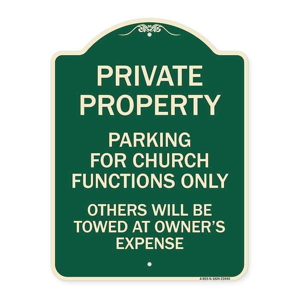 Signmission Parking for Church Functions Others Will Towed Owners Expense Alum Sign, 18" L, 24" H, G-1824-23446 A-DES-G-1824-23446 - main